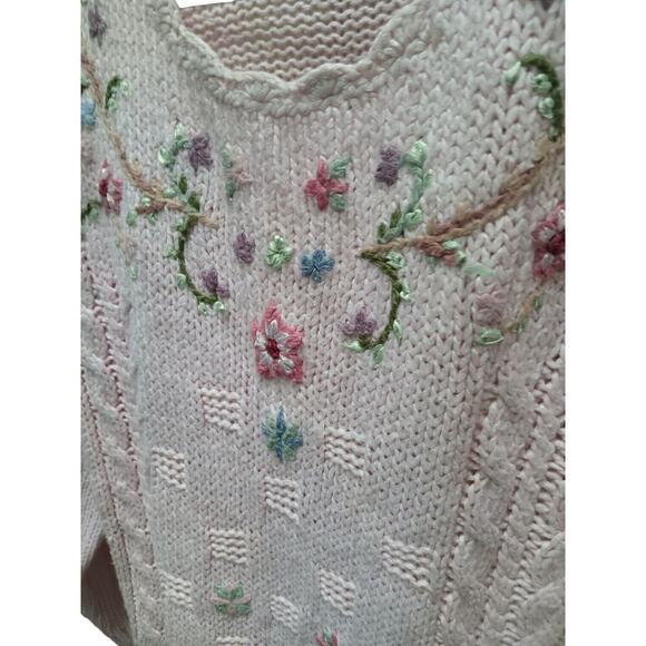 Bydesign Vintage Knit Pink Oversized Grandmacore Sweater Size S - Picture 3 of 5